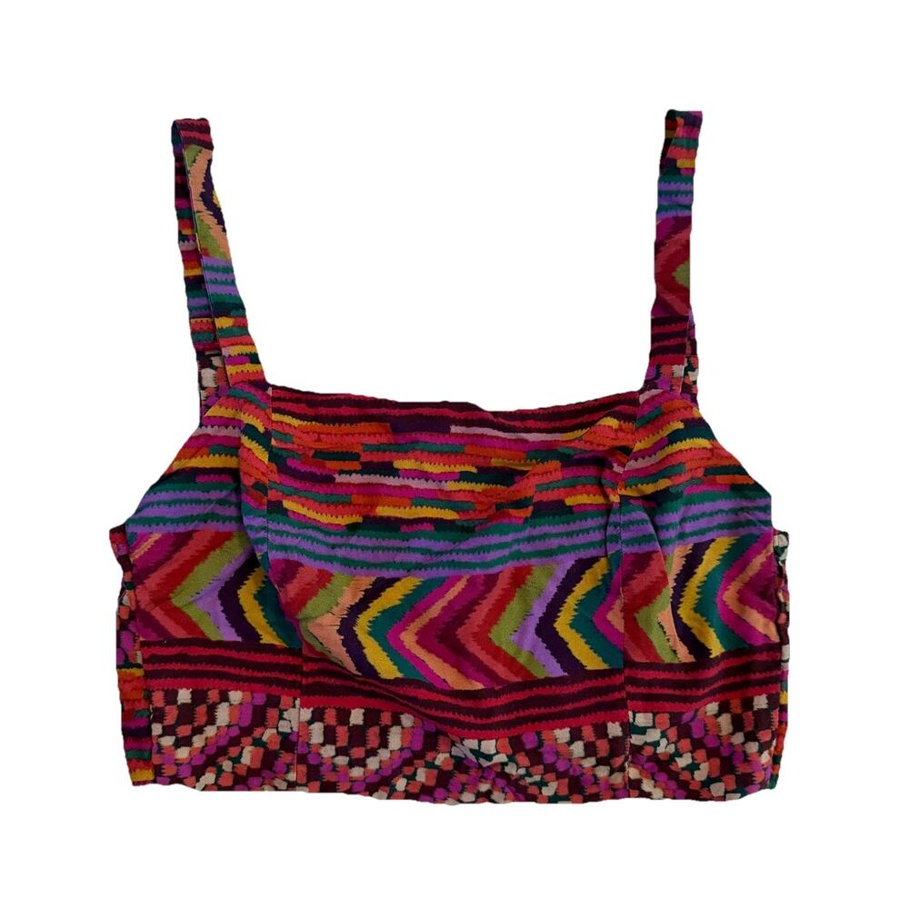 Farm Rio Crop Tank Top Size Medium Summer Colorful Patterned Boho Festival